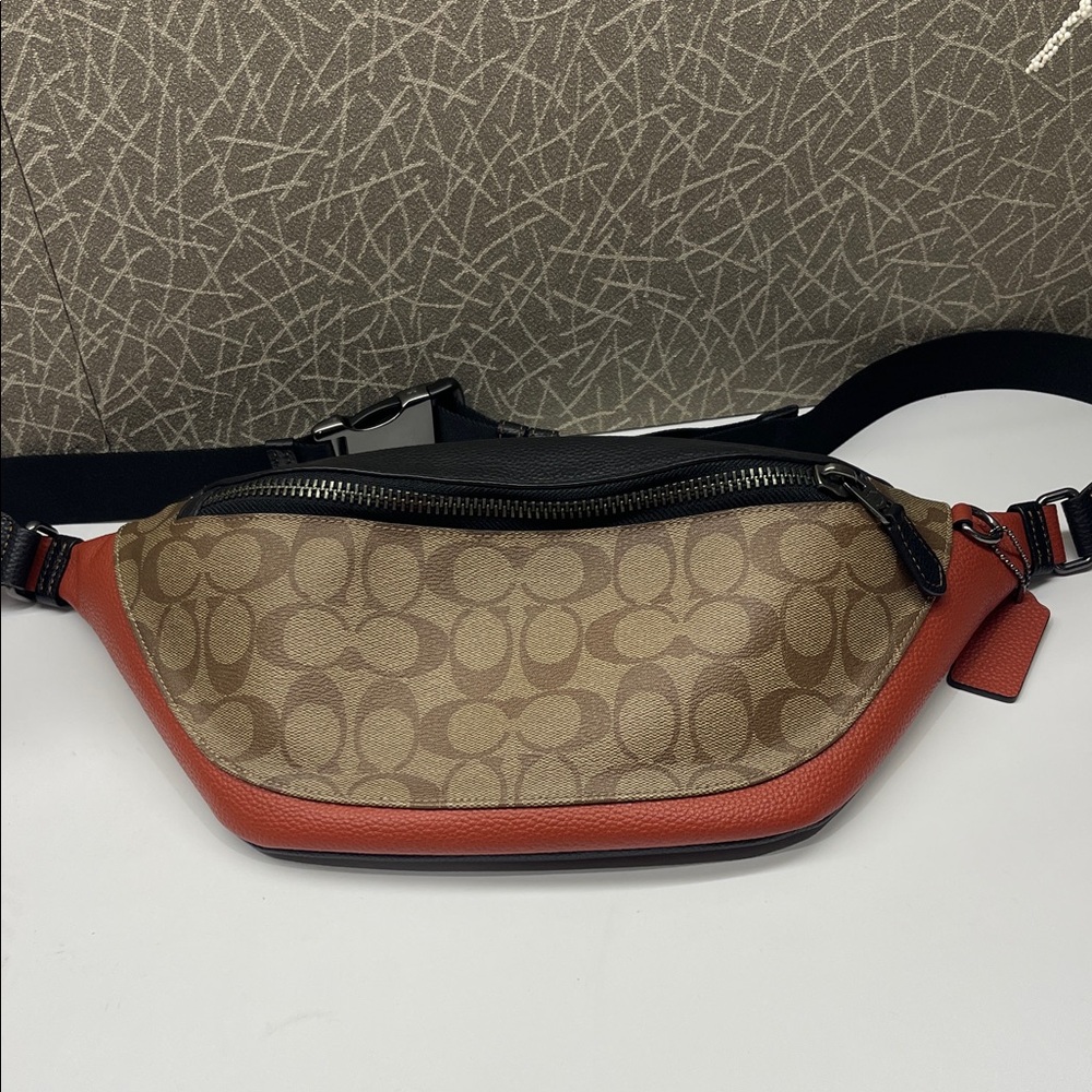 Coach Tan and Red Men's Belt Bag